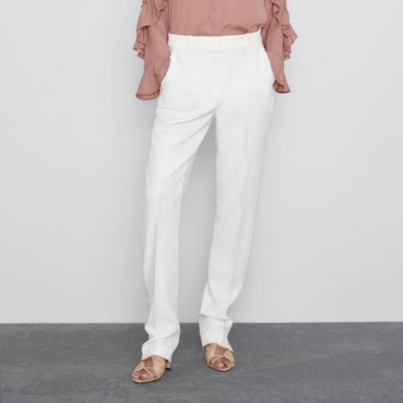 Zara Pants - ZARA high waisted pant cream color